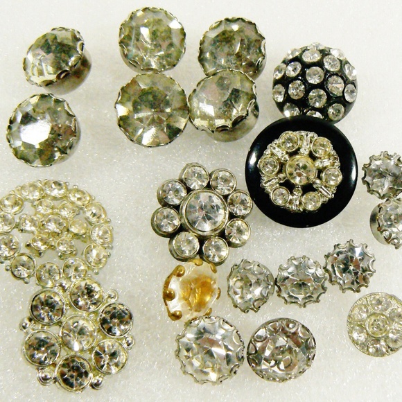 Other | Vtg Mix Lot Of 2 Assorted Size Shape Clear Crystal Rhinestone ...